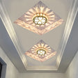Modern Gold Flush Mount Led Ceiling Lamp With Clear Faceted Crystal Clover Design And Multi - Color