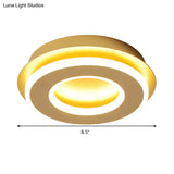 Modern Gold Flushmount Ceiling Light With Warm/White Led - Square Or Round Shape