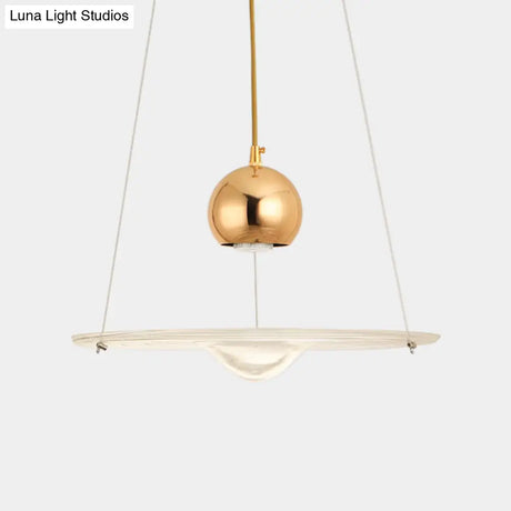 Modern Gold Glass Disc Pendant Lamp - 1 Light For Cafe Dining Room