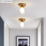Modern Gold Glass Flush Mount Ceiling Light - Globe Corridor Close To Lighting