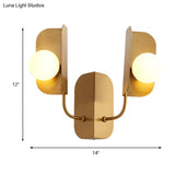 Modern Gold Globe Wall Sconce Light - 2-Light Led Metal Mount Lamp For Living Room