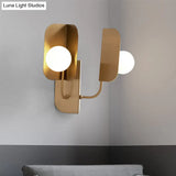 Modern Gold Globe Wall Sconce Light - 2-Light Led Metal Mount Lamp For Living Room