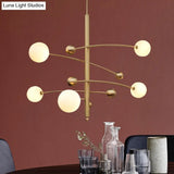 Modern Gold Hanging Chandelier Light With Opal Glass Shade - 5 Ceiling Fixture For Bedroom