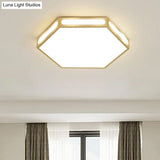 Modern Gold Hexagon Led Flush Mount Ceiling Light For Bedroom