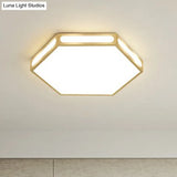 Modern Gold Hexagon Led Flush Mount Ceiling Light For Bedroom