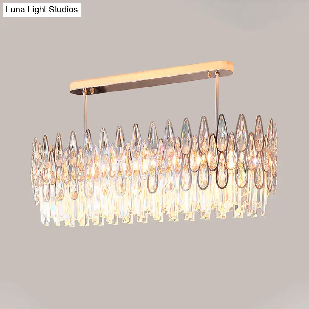 Modern Gold Island Lighting With Crystal Tiers And 10 Lights
