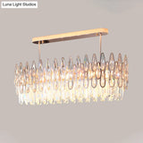 Modern Gold Island Lighting With Crystal Tiers And 10 Lights