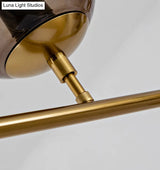 Modern Gold Island Pendant Light With 6 Lights - Spherical Glass Ceiling Fixture For Dining Table
