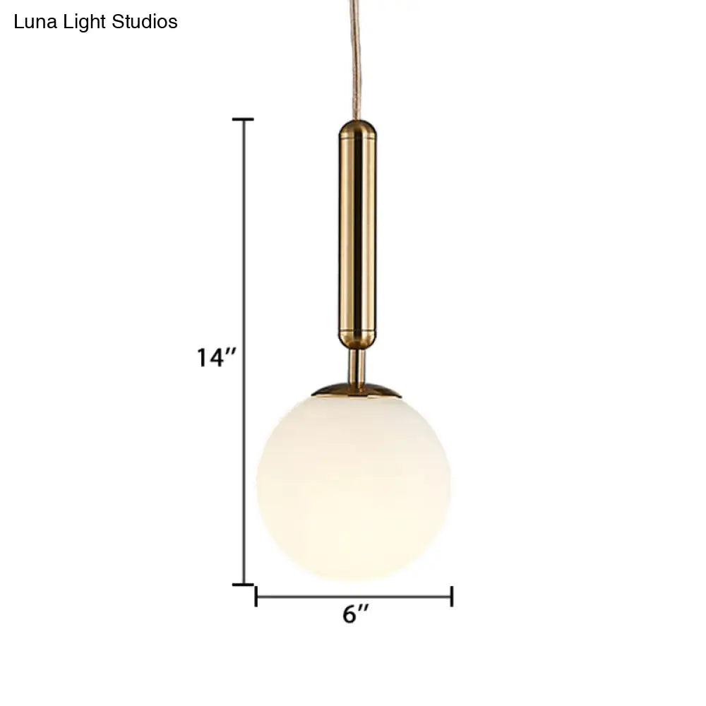 Modern Gold Kitchen Pendant Light With White Glass Shade 1-Light Multiple Sizes