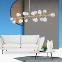 Modern Gold Lattice Glass Island Pendant Ceiling Light - 18 Head Kitchen Fixture