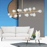 Modern Gold Lattice Glass Island Pendant Ceiling Light - 18 Head Kitchen Fixture