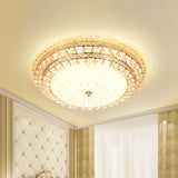 Modern Gold Led Bedroom Ceiling Light With Crystal Bowl Shade