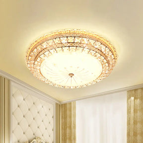 Modern Gold Led Bedroom Ceiling Light With Crystal Bowl Shade