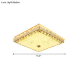 Modern Gold Led Ceiling Light Fixture For Bedroom - Crystal Block Design