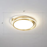 Modern Gold Led Ceiling Light With Halo Ring Flush Mount For Bedroom / 21’ Remote Control