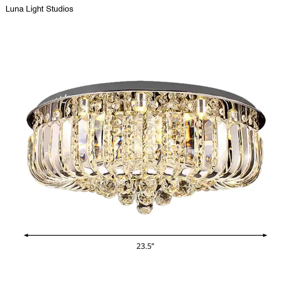 Modern Gold Led Ceiling Light With Prismatic Optical Crystal In Warm/White - 23.5’/31.5’ Wide