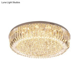 Modern Gold Led Ceiling Light With Prismatic Optical Crystal In Warm/White - 23.5’/31.5’ Wide