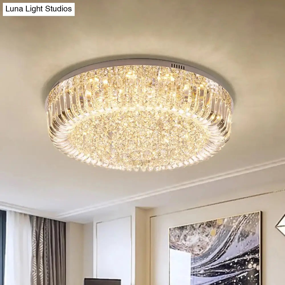 Modern Gold Led Ceiling Light With Prismatic Optical Crystal In Warm/White - 23.5’/31.5’ Wide