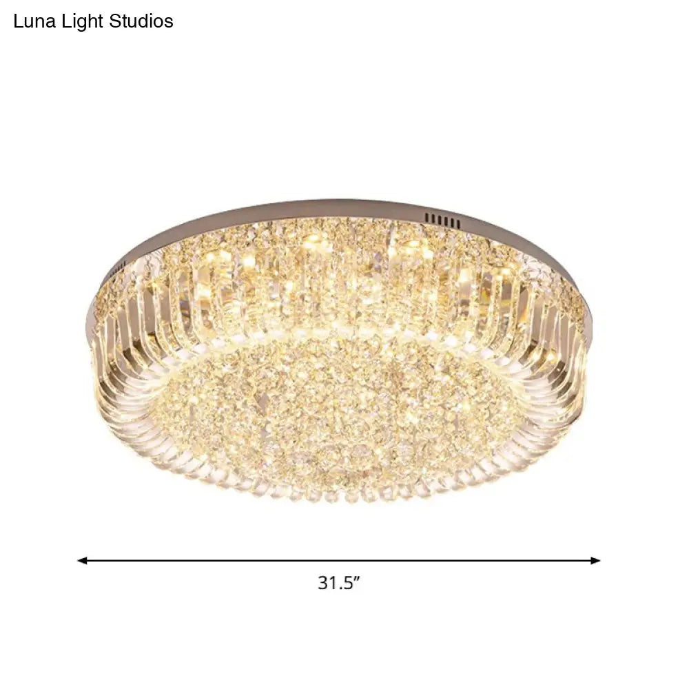 Modern Gold Led Ceiling Light With Prismatic Optical Crystal In Warm/White - 23.5’/31.5’ Wide