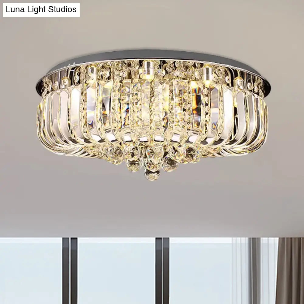 Modern Gold Led Ceiling Light With Prismatic Optical Crystal In Warm/White - 23.5’/31.5’ Wide