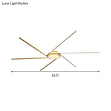 Modern Gold Led Ceiling Mounted Flush Mount Lamp With Acrylic Shade - 69’/82.5’W Linear