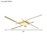 Modern Gold Led Ceiling Mounted Flush Mount Lamp With Acrylic Shade - 69’/82.5’W Linear