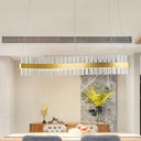 Modern Gold Led Hanging Glass Wavy Chandelier For Kitchen Island - 35.5/47 Wide Third Gear / 35.5