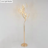 Modern Gold Led Standing Light: Cut Crystal Tree Design For Living Room Ambiance