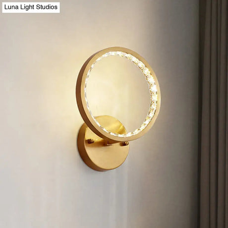 Modern Gold Led Wall Sconce With Clear Crystal Beads For Bedroom