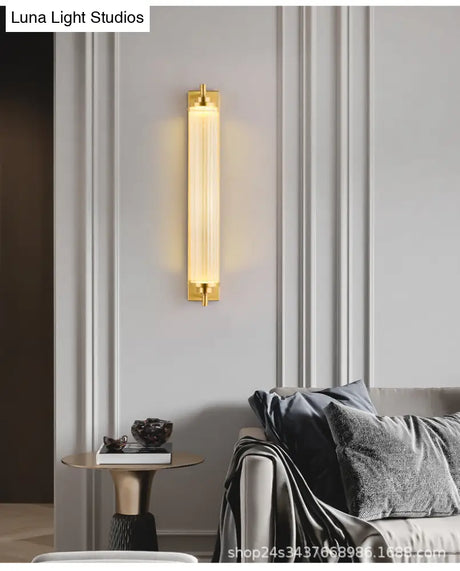 Modern Gold Metal Led Crystal Vanity Sconce - Wall Mounted Mirror Front For Bath