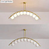 Modern Gold Metal Pendant Lighting With Glass Spherical Shade - Ideal For Dining Table Or Island