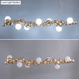 Modern Gold Metal Pendant Lighting With Glass Spherical Shade - Ideal For Dining Table Or Island