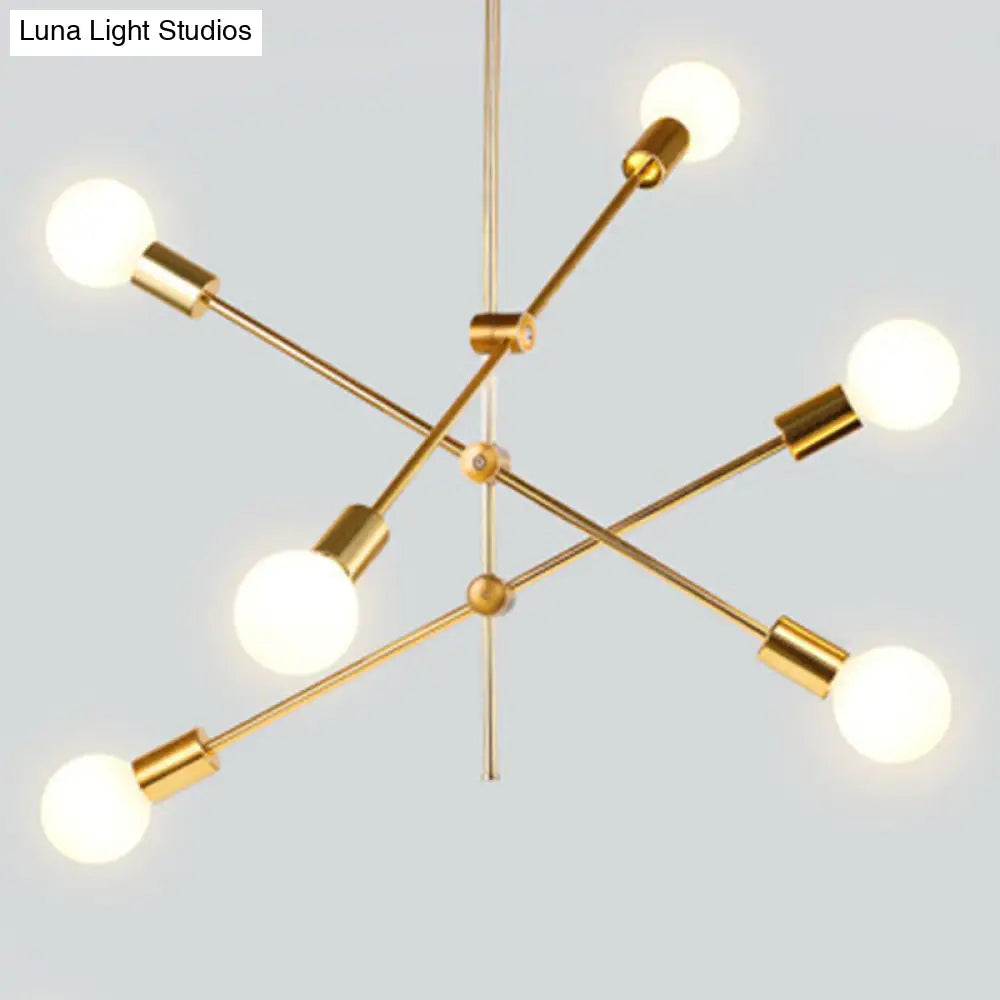 Modern Gold Molecular Chandelier 6-Light Sphere Glass Pendant Light For Living Room
