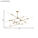Modern Gold Pendant Light With Opal Glass Shade - Linear Hanging Fixture 4/6/8 Lights