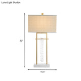 Modern Gold Reading Lamp: Fabric Rectangle Task Lighting 1 Head With Marble Base
