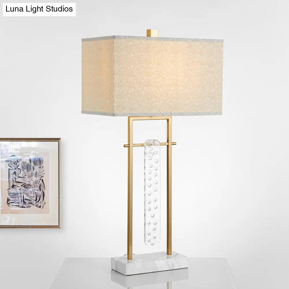 Modern Gold Reading Lamp: Fabric Rectangle Task Lighting 1 Head With Marble Base