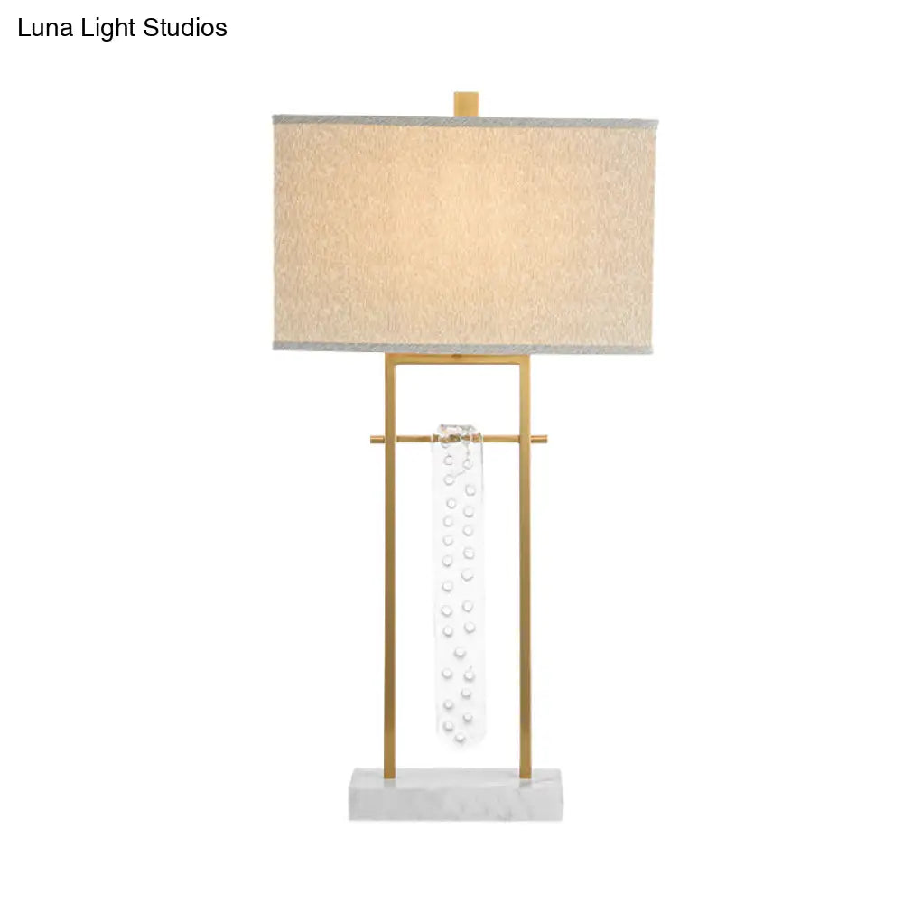 Modern Gold Reading Lamp: Fabric Rectangle Task Lighting 1 Head With Marble Base