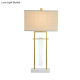 Modern Gold Reading Lamp: Fabric Rectangle Task Lighting 1 Head With Marble Base