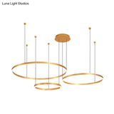 Modern Gold Ring Pendant Chandelier With Acrylic Led Lights - White Or Warm Light Available