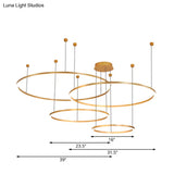 Modern Gold Ring Pendant Chandelier With Acrylic Led Lights - White Or Warm Light Available