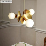 Modern Gold Round Ceiling Chandelier With 3 Bulbs Stylish Metal Hanging Light For Dining Room