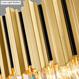 Modern Gold Round Tri-Prism Crystal Pendant Chandelier Light