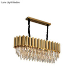 Modern Gold Round Tri-Prism Crystal Pendant Chandelier Light