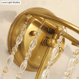 Modern Gold Sconce Light: 1/2 Lights Corridor Wall Lamp With Elegant Metal Candle Design And Crystal