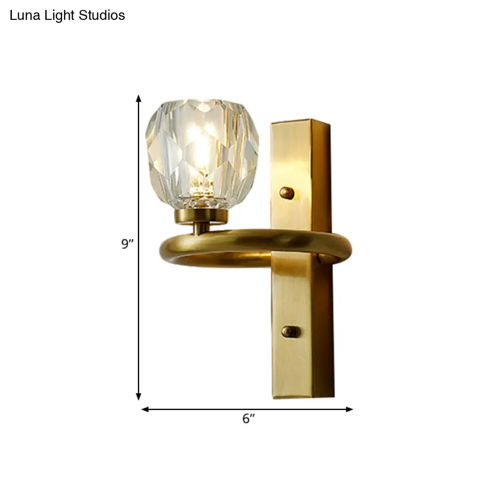 Modern Gold Sphere Crystal Wall Lamp - Elegant Bedchamber Sconce Lighting