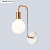 Modern Gold Sphere Sconce Light Fixture With Cream Glass Shade - Wall Mounted Lamp