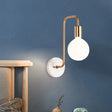 Modern Gold Sphere Sconce Light Fixture With Cream Glass Shade - Wall Mounted Lamp