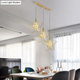 Modern Gold Star Cluster Pendant With Clear Glass Led Lights - Ideal For Restaurants