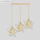 Modern Gold Star Cluster Pendant With Clear Glass Led Lights - Ideal For Restaurants