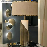 Modern Gold Table Lamp With Fabric Shade For Living Room Desk - 1 Head